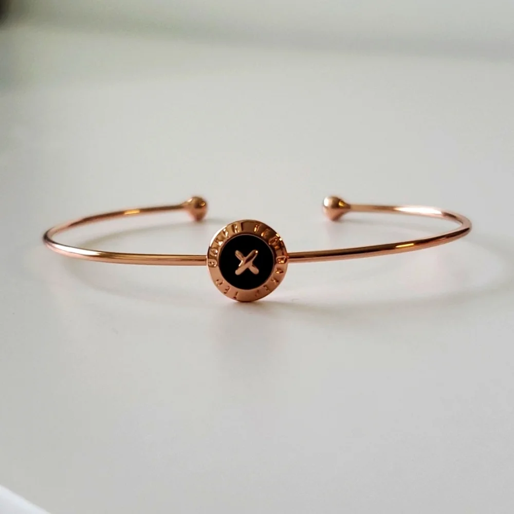 Ted Baker Elvas Rose Gold BLACK Mini Button Cuff